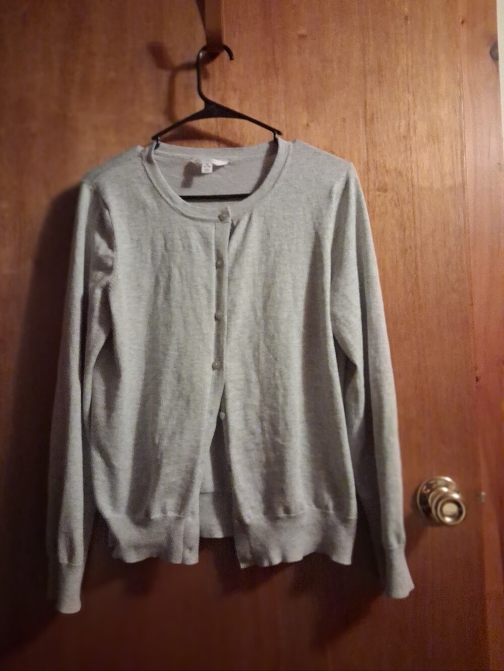 Time and Tru  Retro Light Gray  Button-Front Cardigan. Buttons On Sleeves